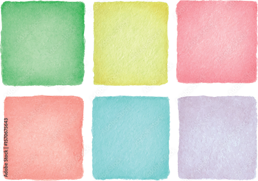 Fototapeta premium Watercolor Pastel Squares – Soft Hand Painted Abstract Background Set