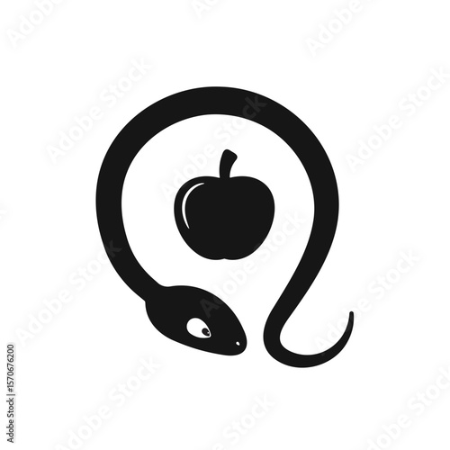 Temptation snake and apple isolated vector icon illustration template