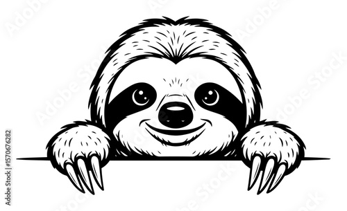 cute peeking sloth cartoon vector illustration