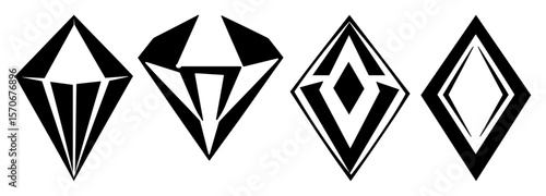 stylized geometric diamond gem icon logo set