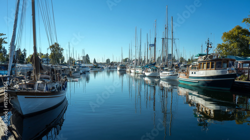Sailboats Docked in Marina