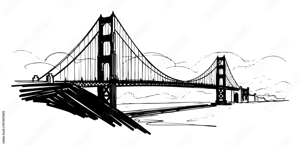 Obraz premium golden gate bridge san francisco landmark sketch vector