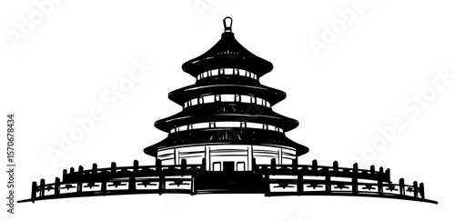 temple of heaven beijing china landmark sketch vector
