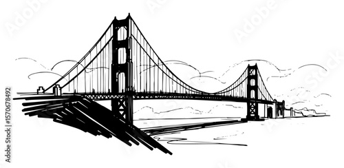 golden gate bridge san francisco landmark sketch vector
