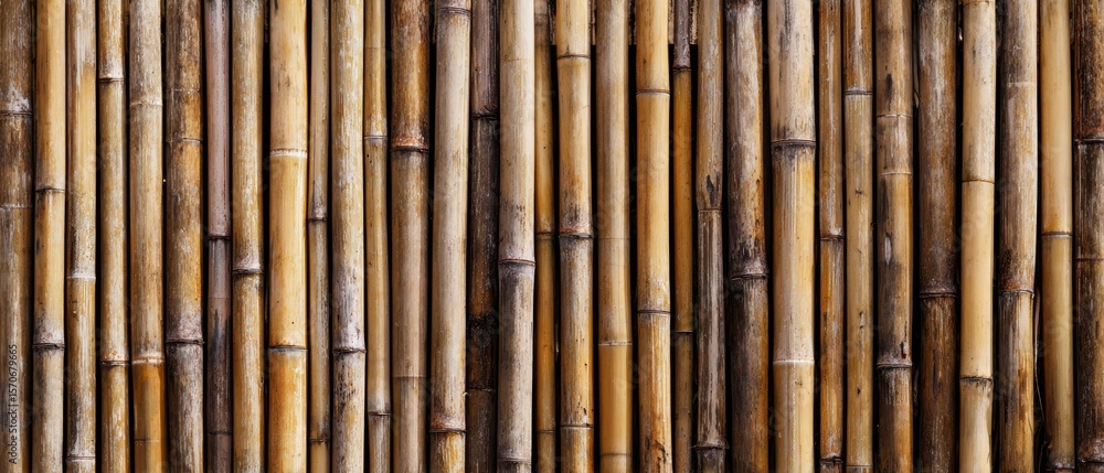 Fototapeta premium The textured bamboo wall creates a natural and rustic aesthetic.