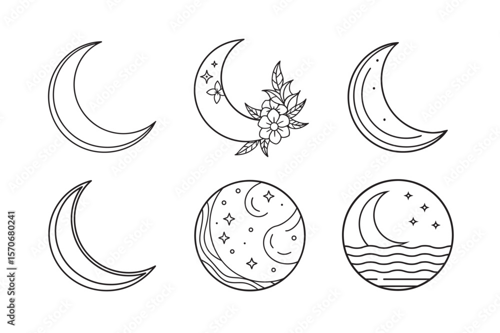 Obraz premium line art of floral,vectorian,mehdi,patern type,nature ,religion,architectural set bundle on the white background
