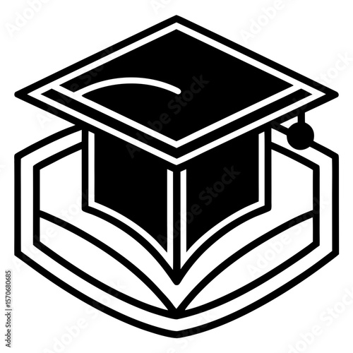 Flat Master’s Degree Program Icon with Cap and Book
