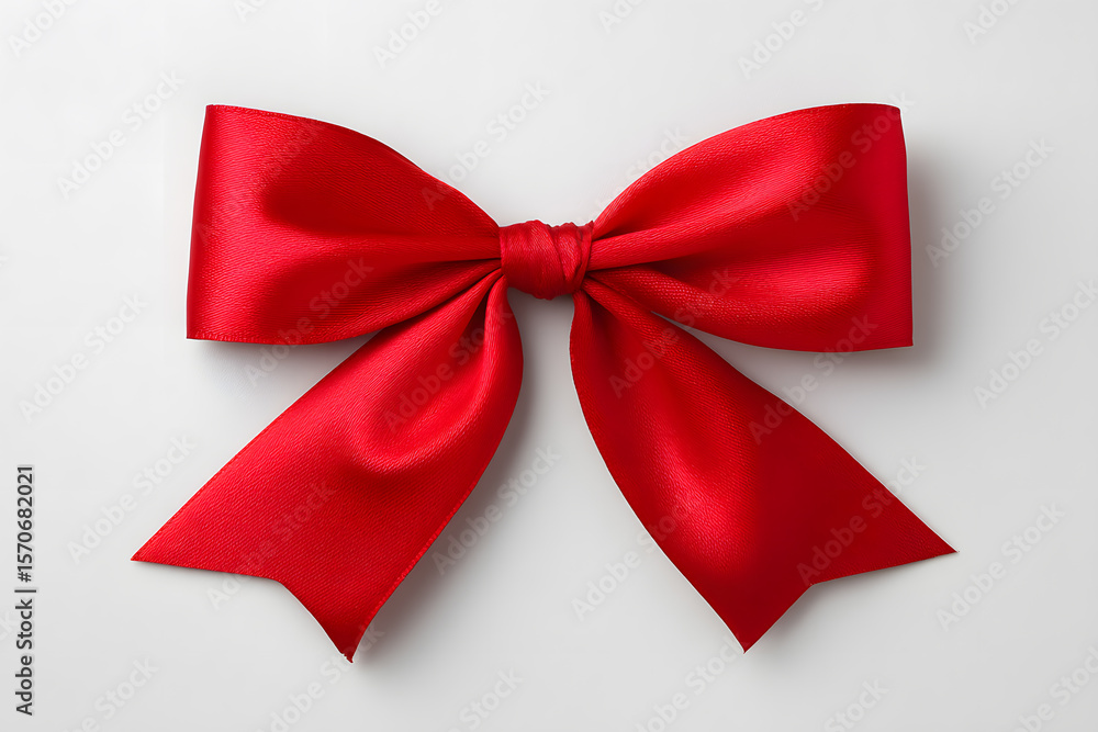 Red satin bow isolated on white background. Perfect for gift packaging, holiday promotions, and festive design elements. Elegant and eye-catching accent. Red satin bow isolated on white background. Perfect for gift packaging, holiday promotions, and festive design elements. Elegant and eye-catching accent.