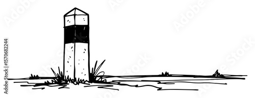 border marker boundary post sketch vector