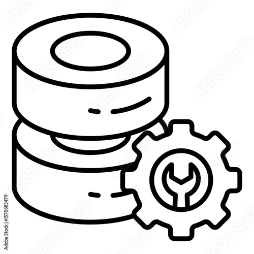 Db rack with gear, icon of database setting