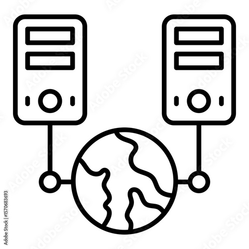 A solid icon design of global server
