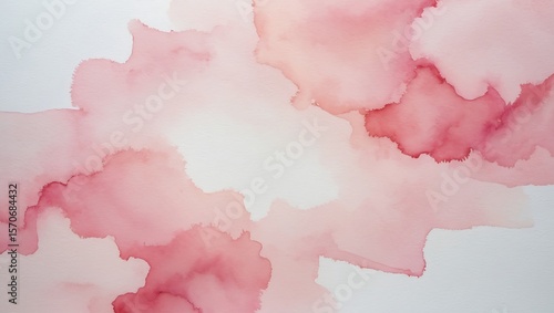 Soft pink watercolor washes blend and bleed across textured white paper