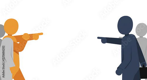 Figures pointing at each other representing conflict and disagreement
