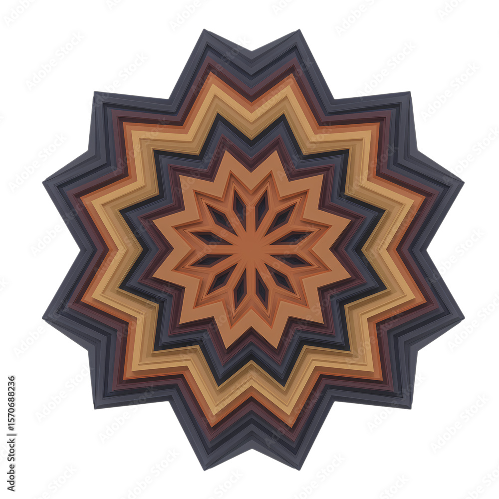 Layered Mandala Design: Autumnal Hues & Geometric Patterns Layered Mandala Design: Autumnal Hues & Geometric Patterns