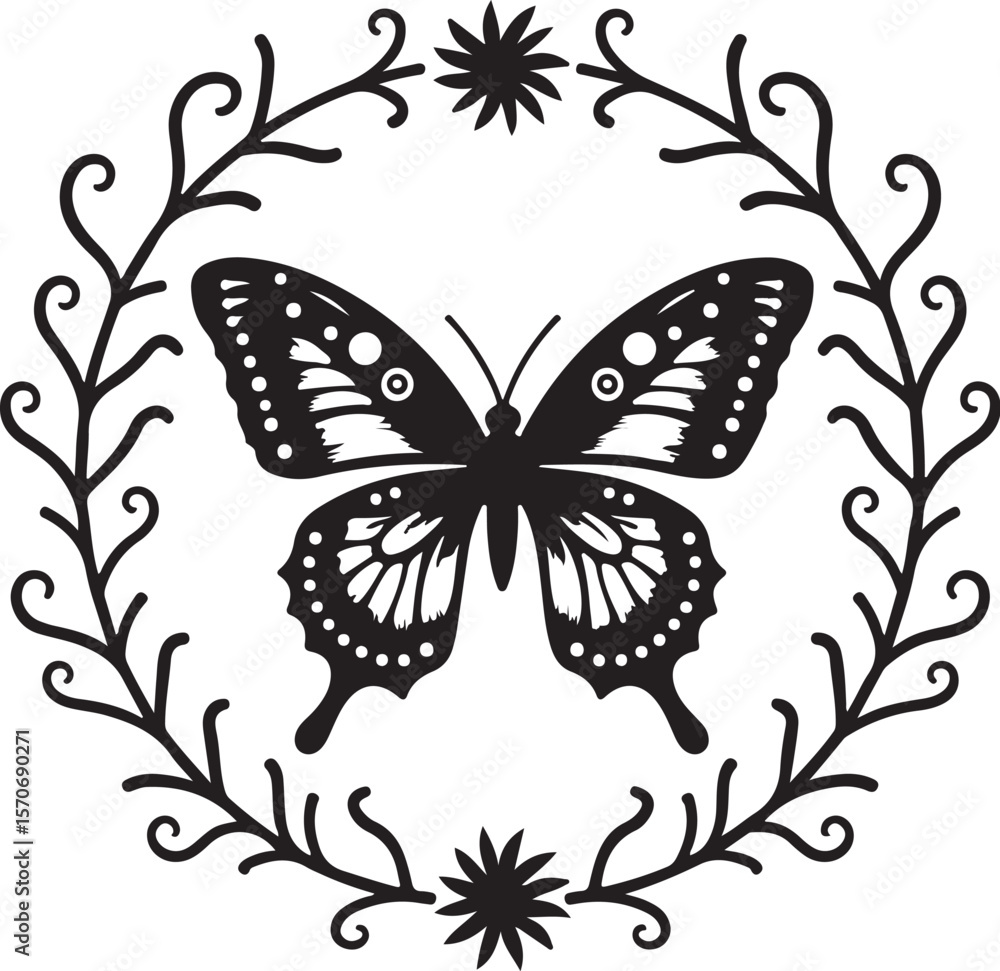 Obraz premium Butterfly Laurel Wreath Bundle