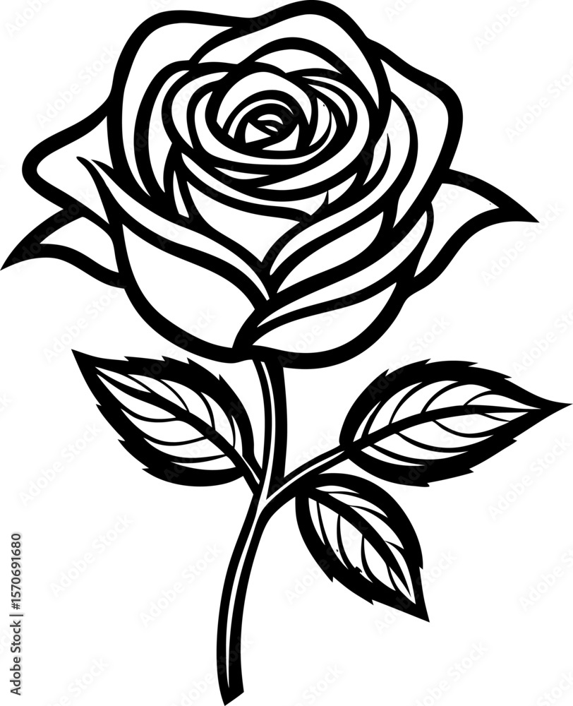 Minimalist Line Art Rose Flower Vector Minimalist Line Art Rose Flower Vector