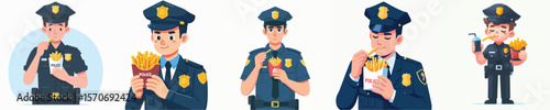 police vector eating french fries