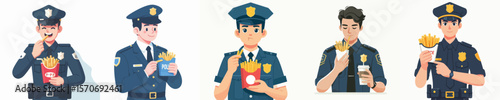 police vector eating french fries