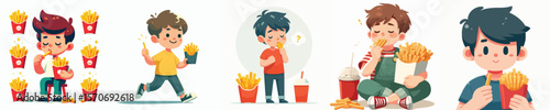 vector boy eating french fries