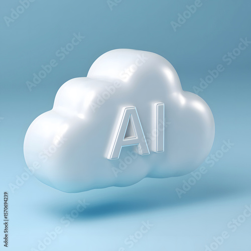 3D AI Cloud Computing Concept with Circuit Board Background Generating AI