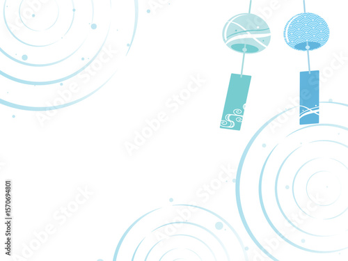 爽やかな風鈴と波紋の背景　横位置