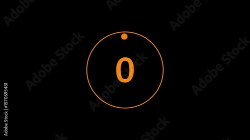 Circle countdown timer one minute animation from 5 to 0 second animation on black background with alpha channel, 5 second countdown timer, Countdown video 4k video