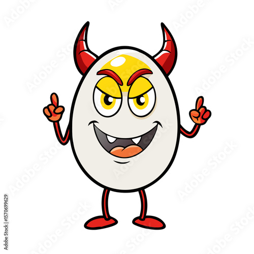 Danger red deviled egg cartoon character 