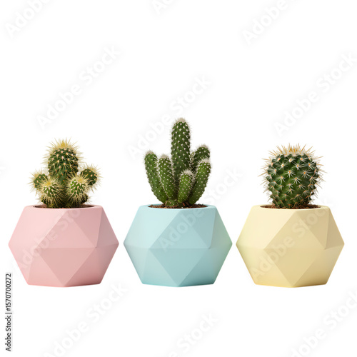 Pastel Cactus Planters: Geometric Pots with Succulents