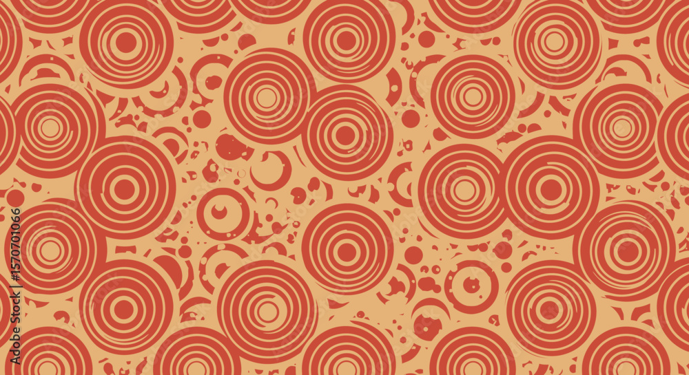 Fototapeta premium Abstract Red and Beige Concentric Circles Pattern