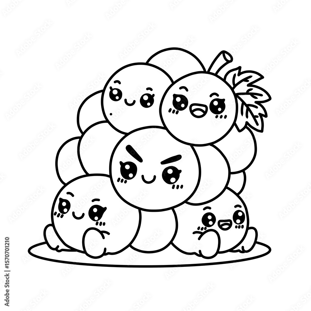 Fototapeta premium Kawaii Grapes Sitting