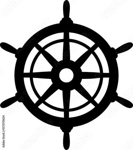 Maritime Ship Wheel Silhouette Vector Illustration