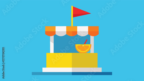 Summer Orange Juice Stand Flat Design Illustration