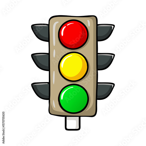 Cartoon traffic light with red yellow and green color vector 