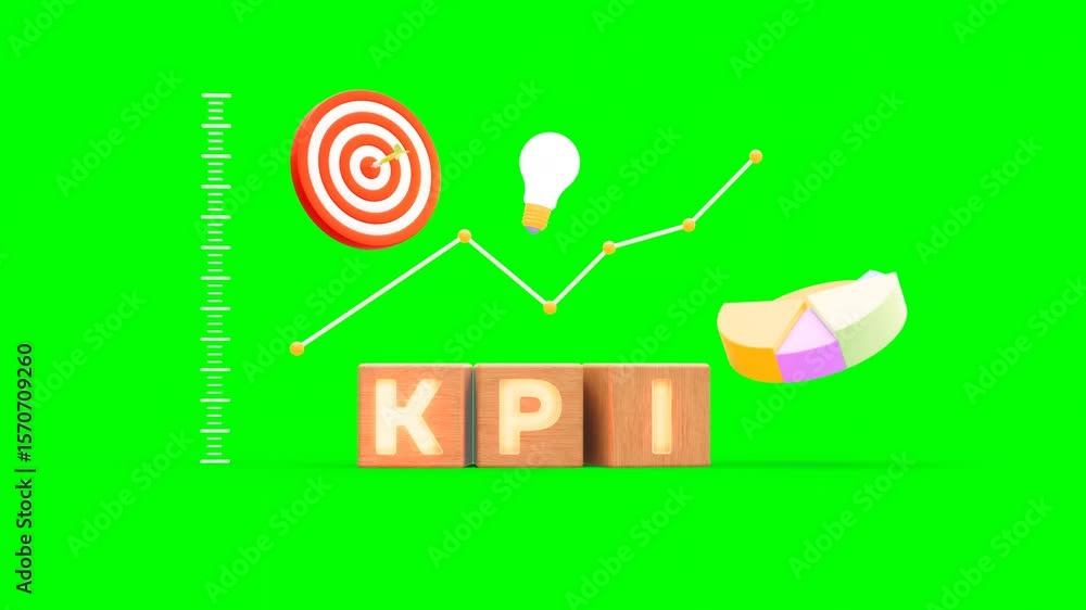 3D Animated Scene of Key Performance Indicator KPI Wooden Blocks, With ...