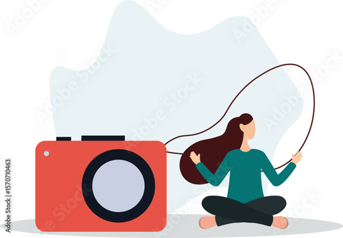 young character with a hobby. interesting lifestyle concept.male photographer. character life .