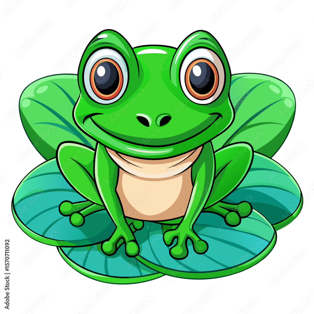 Obraz premium green frog with a leaf