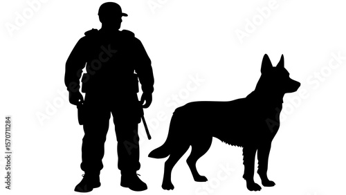 silhouette of a man with a dog