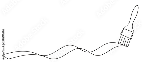 continuous line art of a brush for wall paint