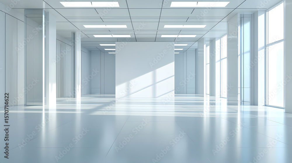 Obraz premium White open space office interior, mock up wall