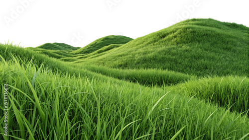 Green grass isolated on transparent background green grassy hills