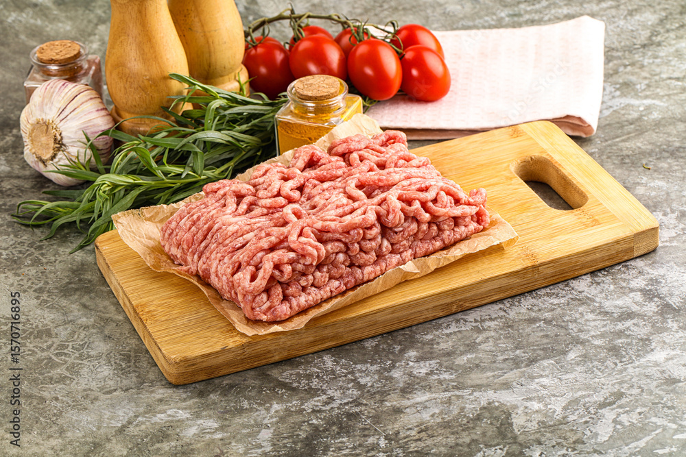 Raw uncooked red minced meat Raw uncooked red minced meat