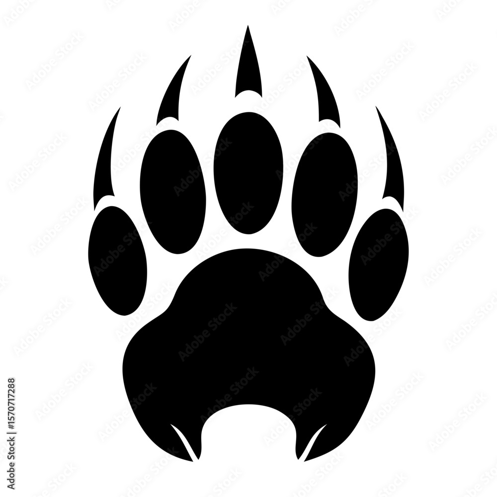 Black bear paw with claws print logo design Black bear paw with claws print logo design