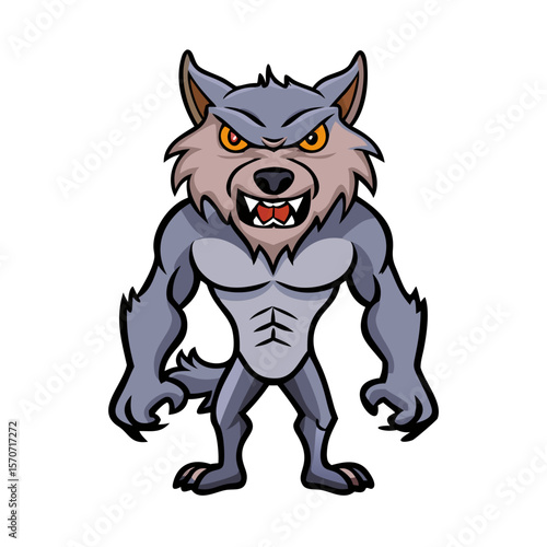 Angry werewolf cartoon mascot character 