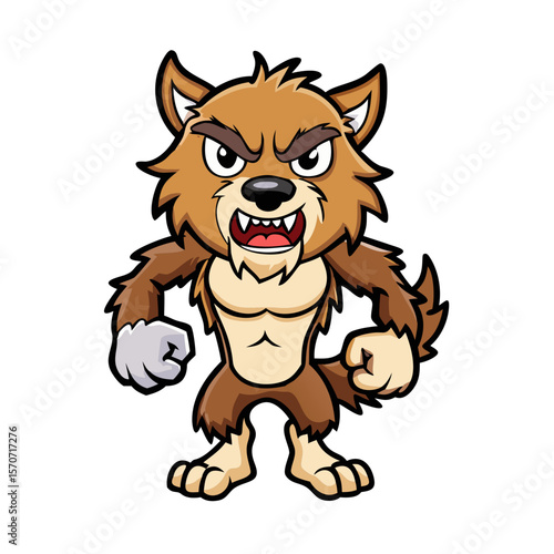 Angry werewolf cartoon mascot character 