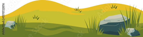 Green Field and Hill Illustration
