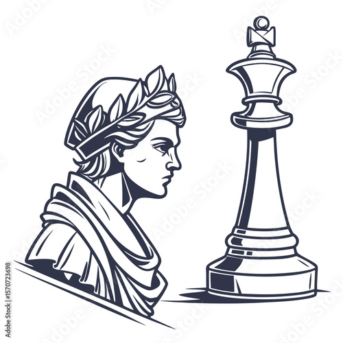 Ancient bust and chess king strategy game
