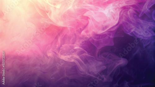 Pink and purple smoke billows in a smooth, flowing wave, creating a dark, colorful, and artful design against a black background
