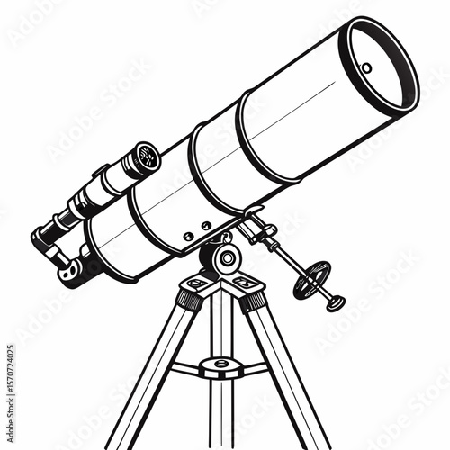 Astronomical telescope with tripod and lens astronomy science