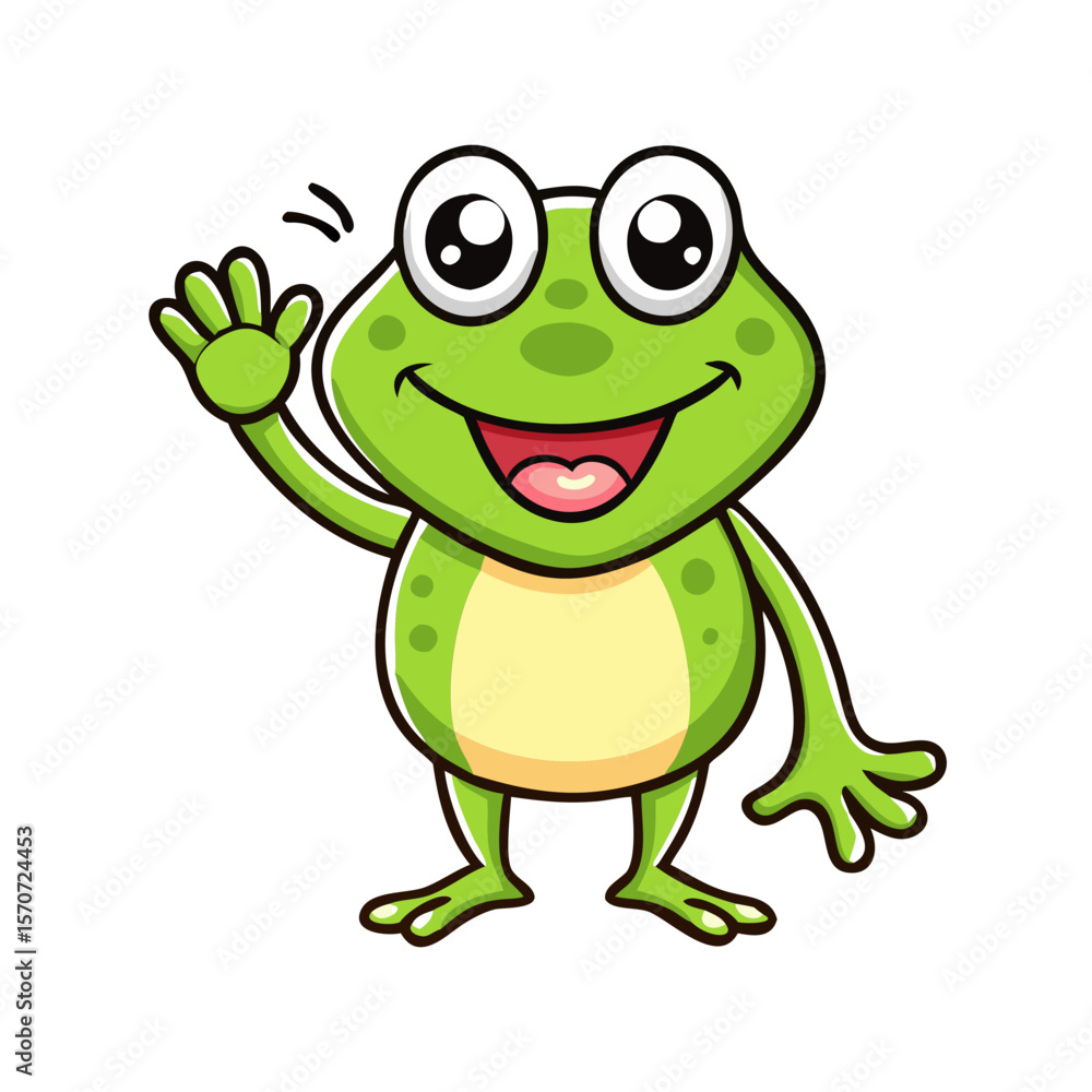 Fototapeta premium A cute cartoon frog waving