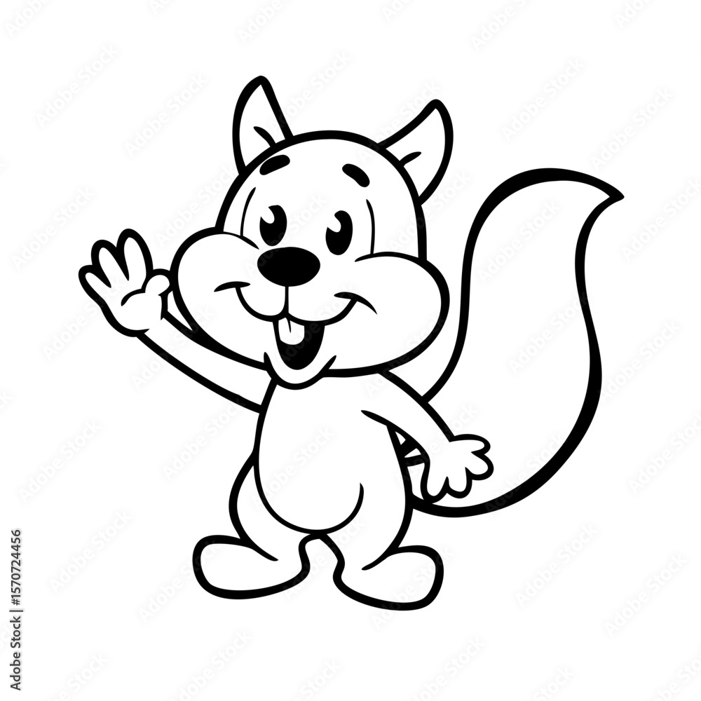 Fototapeta premium Cartoon funny squirrel waving hand isolate 